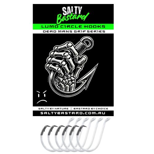 Salty Bastard White Luminous Circle Hook Dead Mans Grip Series - South East Clearance Centre