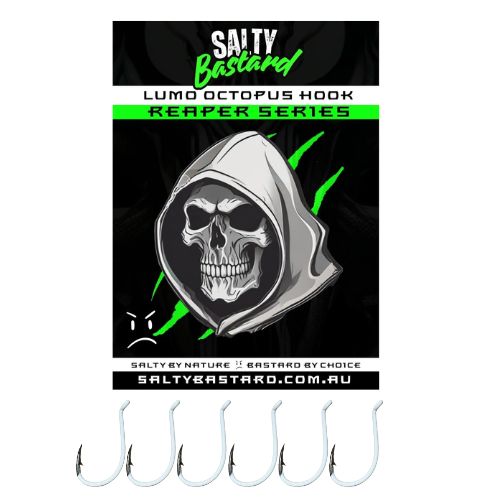Salty Bastard White Luminous Octopus Suicide Hook Reaper Series